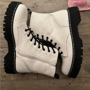 White Combat Boots